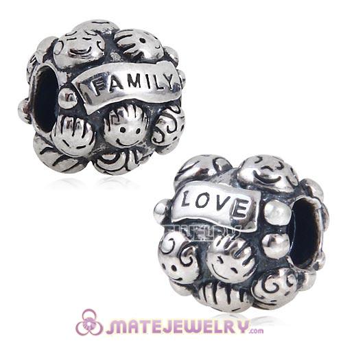 Antique 925 Sterling Silver European LOVE and FAMILY Charm Beads with Screw Thread