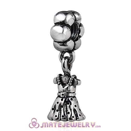 Antique Sterling Silver Dangle Dress Charm Beads with Screw Thread