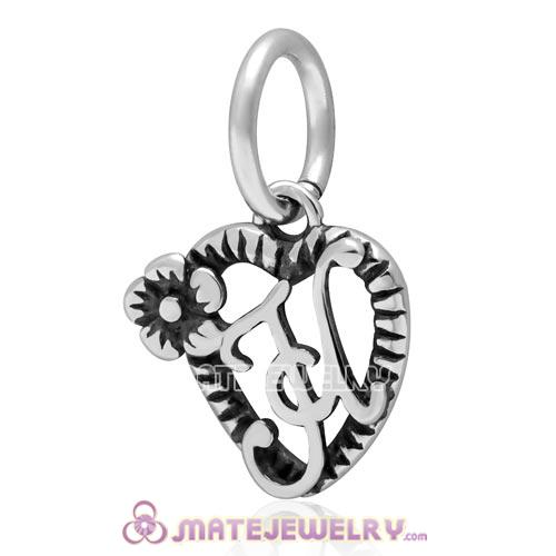 New Sterling Silver Alphabet Letter H Charm Dangle Heart Bead 