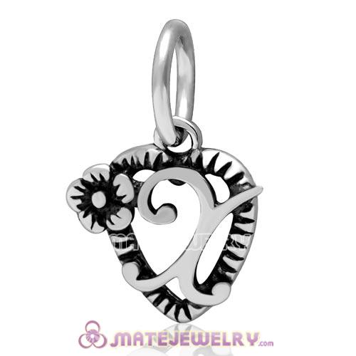 New Sterling Silver Alphabet Letter X Charm Dangle Heart Bead 