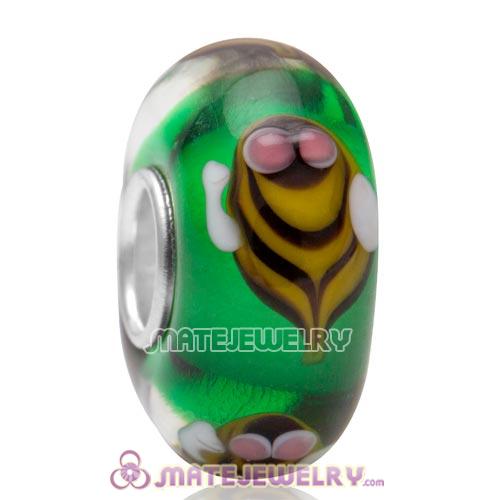 High-class Handmade New Animal Style Bee Glass Beads In Authentic 925 Silver Core  