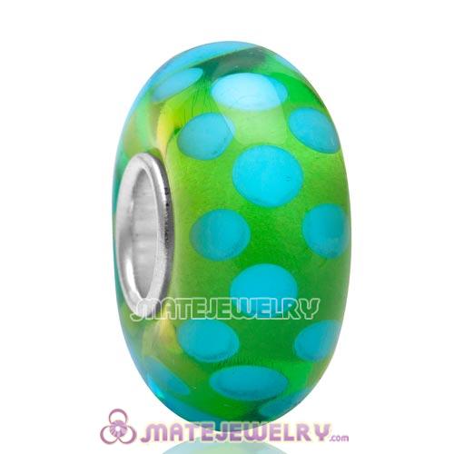 Top Class European Style Blue Dots Glass Bead with 925 Silver Core