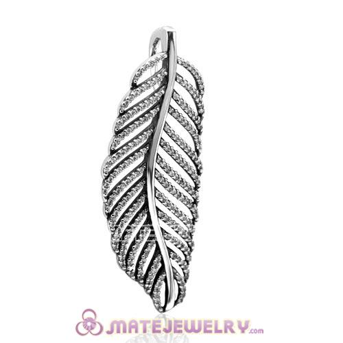Light as a Feather Authentic Sterling Silver with Clear CZ Pendant 