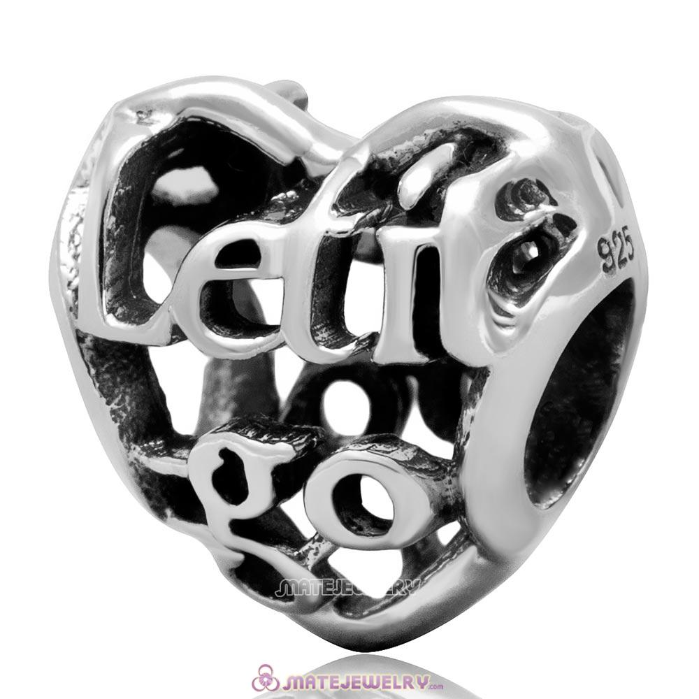 Sterling Silver Let it Go Openwork Heart Charm Bead