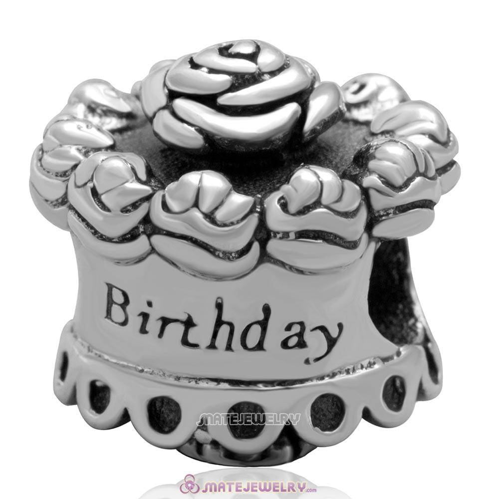 New Style Sterling Silver Happy Birthday Cake Charm Bead
