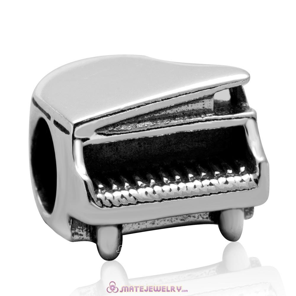 New 925 Sterling Silver Piano Charm Bead 