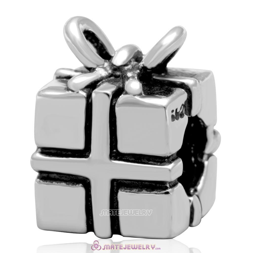 Wholesale Antique Sterling Silver Christmas Present Box Charm Bead