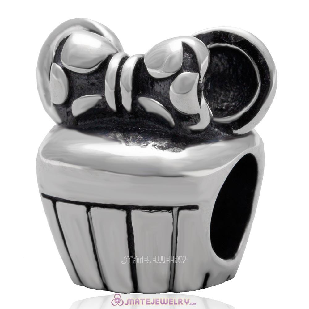 Antique Sterling Silver Minnie Cupcake Charm Bead