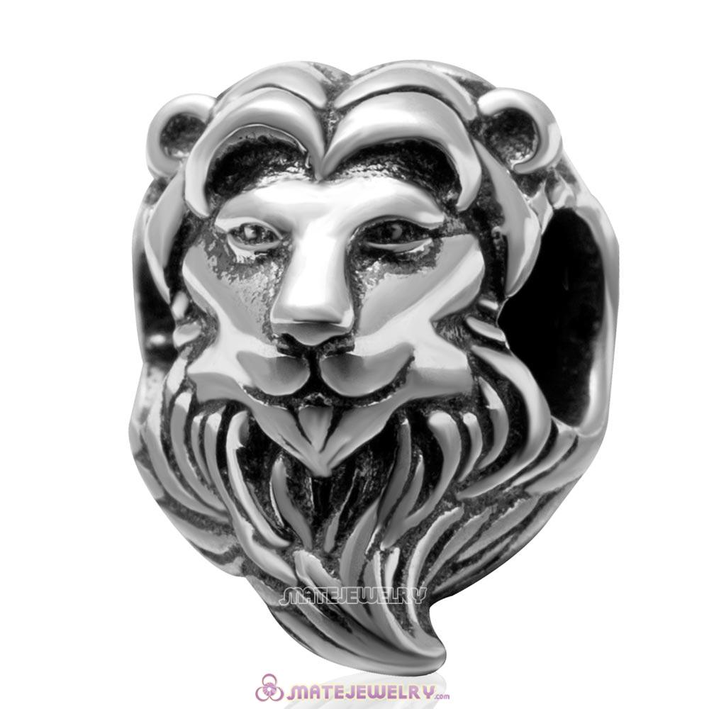 Vintage 925 Sterling Silver Lion Head Charm Bead