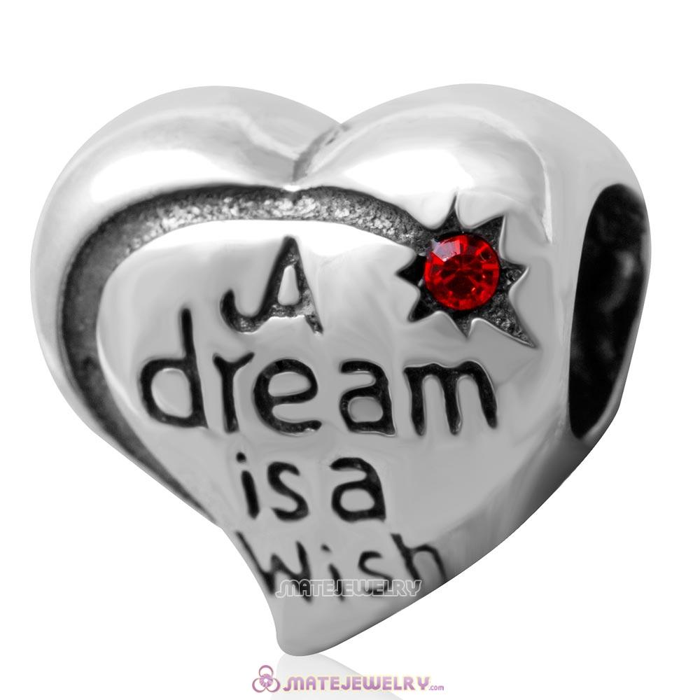 A dream is a wish your heart makes Bead 925 Silver with Hyacinth Crystal 