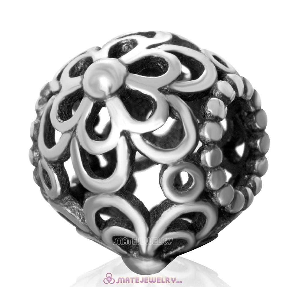 Picking Daisies Charm Antique Sterling Silver European Beads Wholesale