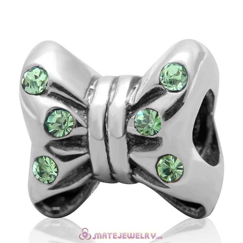 Minnie Bow knot Charm 925 Silver with Peridot Australian Crystal 