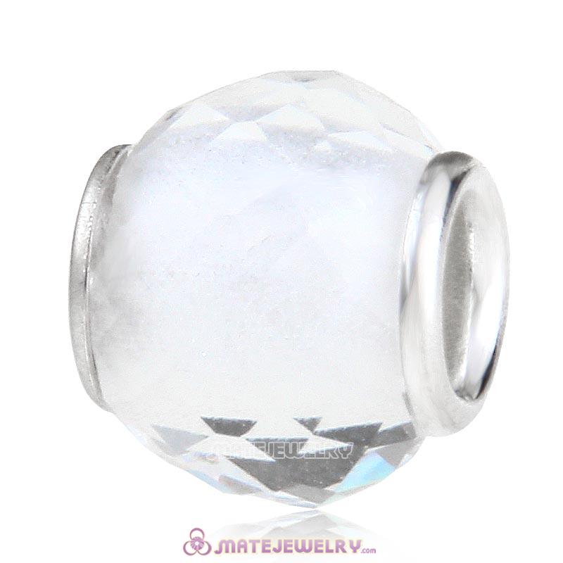 Petite Facets with Clear Quartz Glass Beads with Sterling Silver Single Core European Style