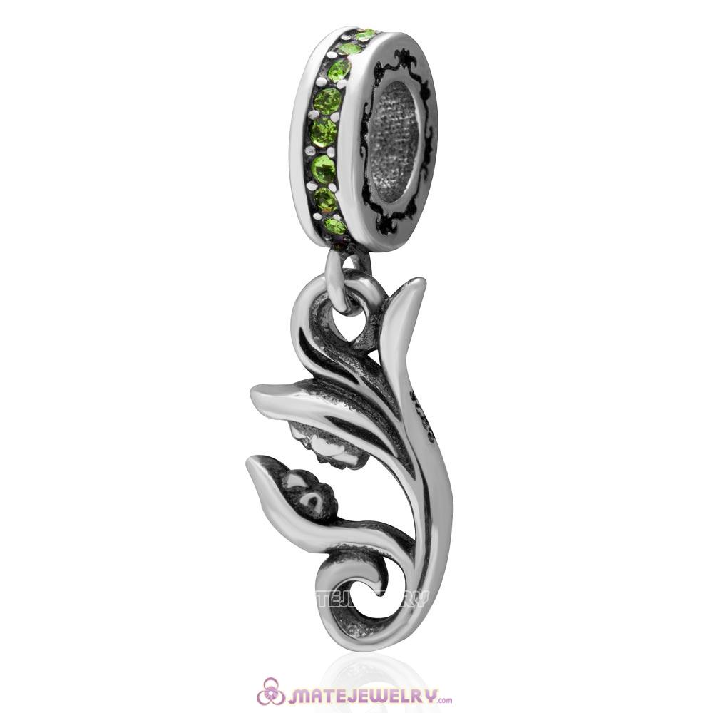 Mother Daughter Charm 925 Sterling Silver Pendant with Peridot Australian Crystal