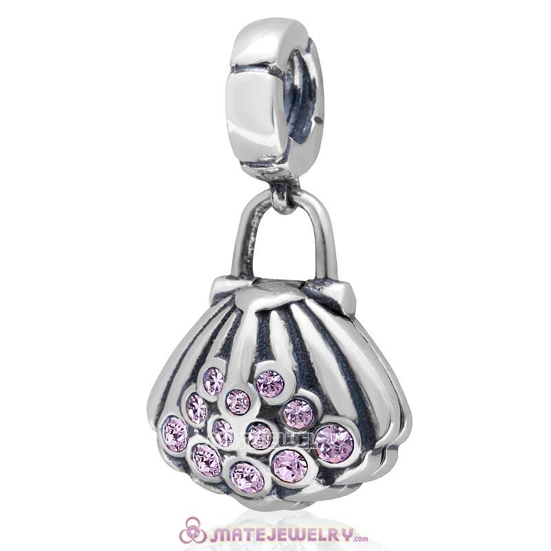 Pearl Shell Dangle Bead Violet Australian Crystal 925 Sterling Silver Charm