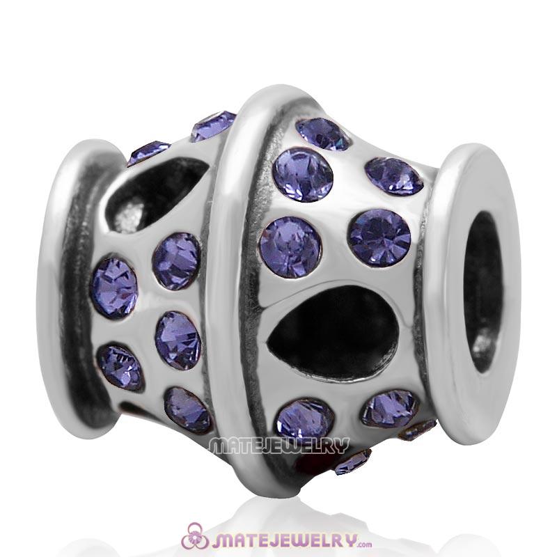 Sparkling Bucket Charm 925 Sterling Silver with Tanzanite Crystal Bead