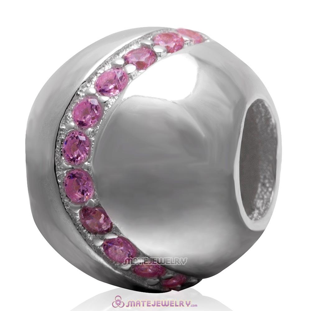 Pink Cz 925 Sterling Silver Ball Bead 