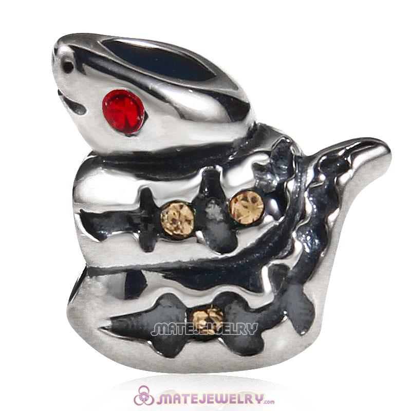 Snake Charm 925 Sterling Silver with Lt Siam Crystal  