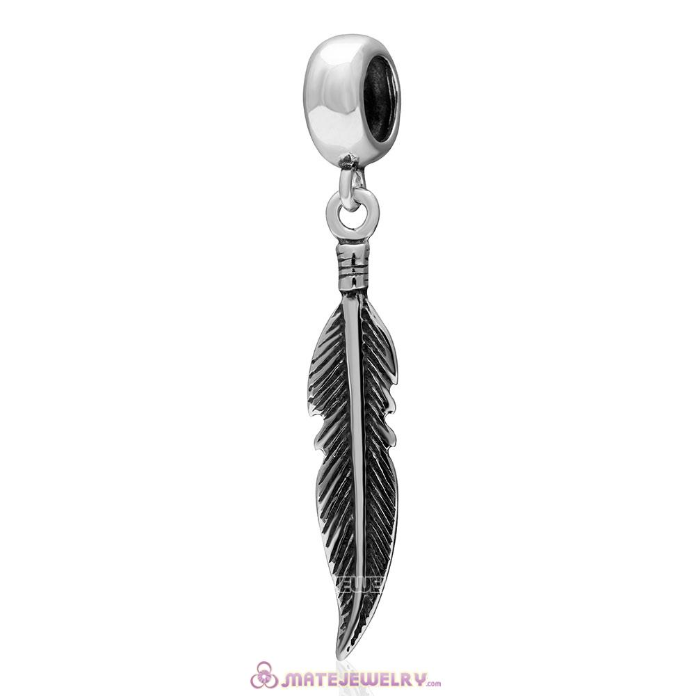 Feather Charm 925 Sterling Silver Pendant 
