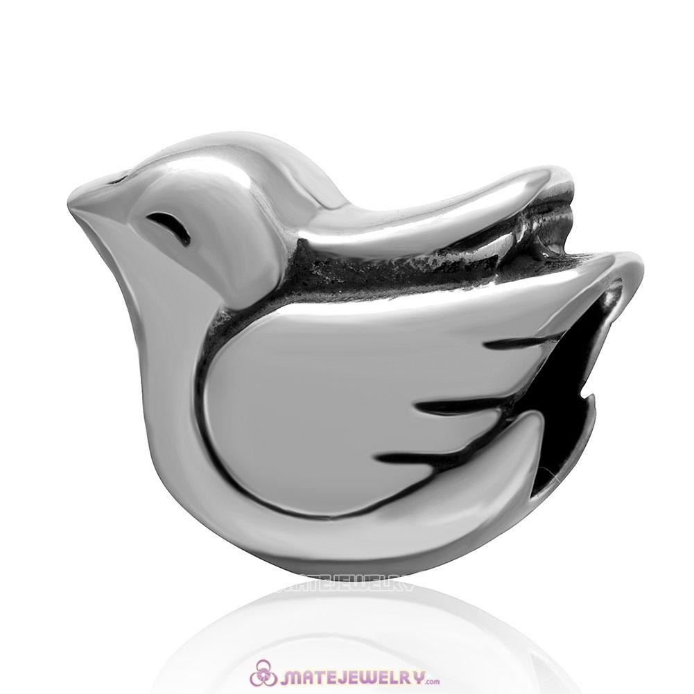  Lovely Peace Dove Charm 925 Sterling Silver Bead