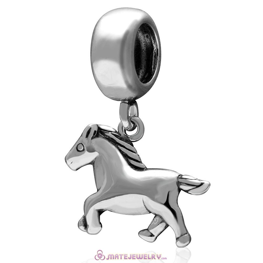 Running Horse Charm 925 Sterling Silver Pendant Bead