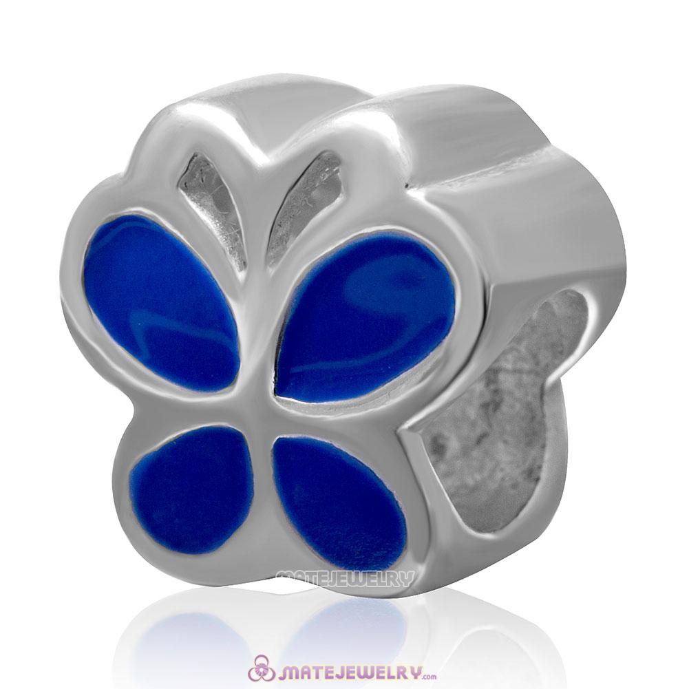Blue Butterfly Charm 925 Sterling Silver with Enamel Beads 