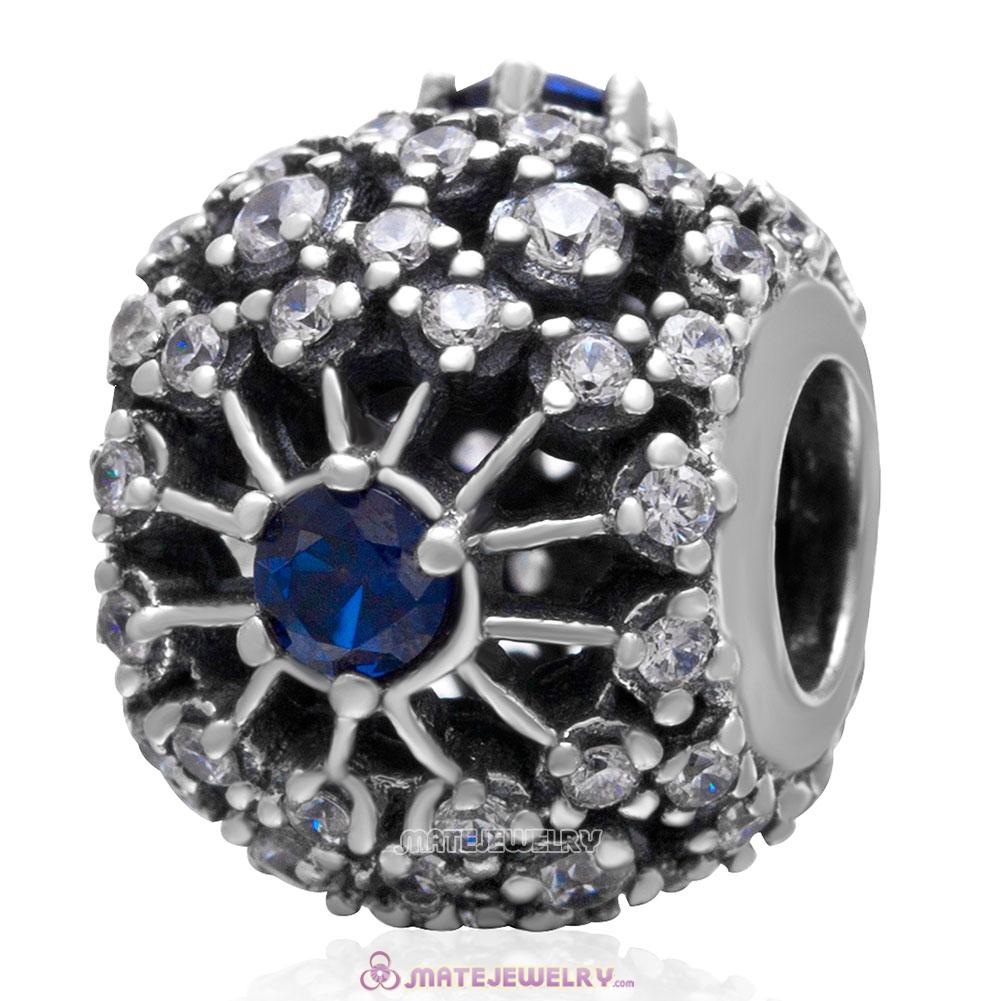  Inner Radiance Charm 925 Sterling Silver Bead with Blue Clear Cz