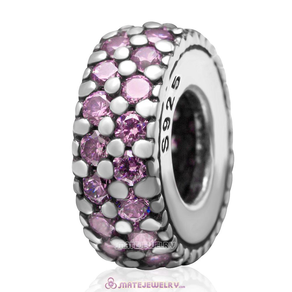 Inspiration Within with Pink CZ Spacer Bead 925 Sterling Silver 