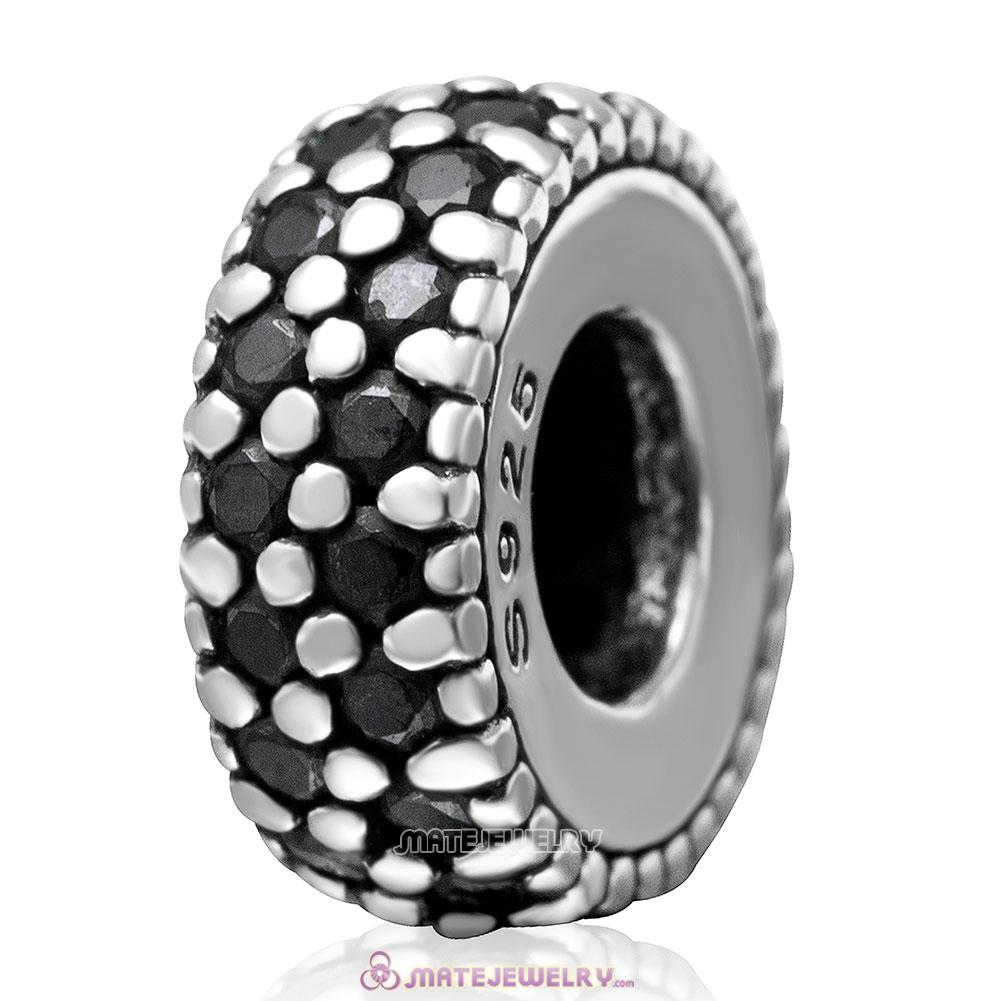 Inspiration Within with Jet CZ Spacer Bead 925 Sterling Silver 