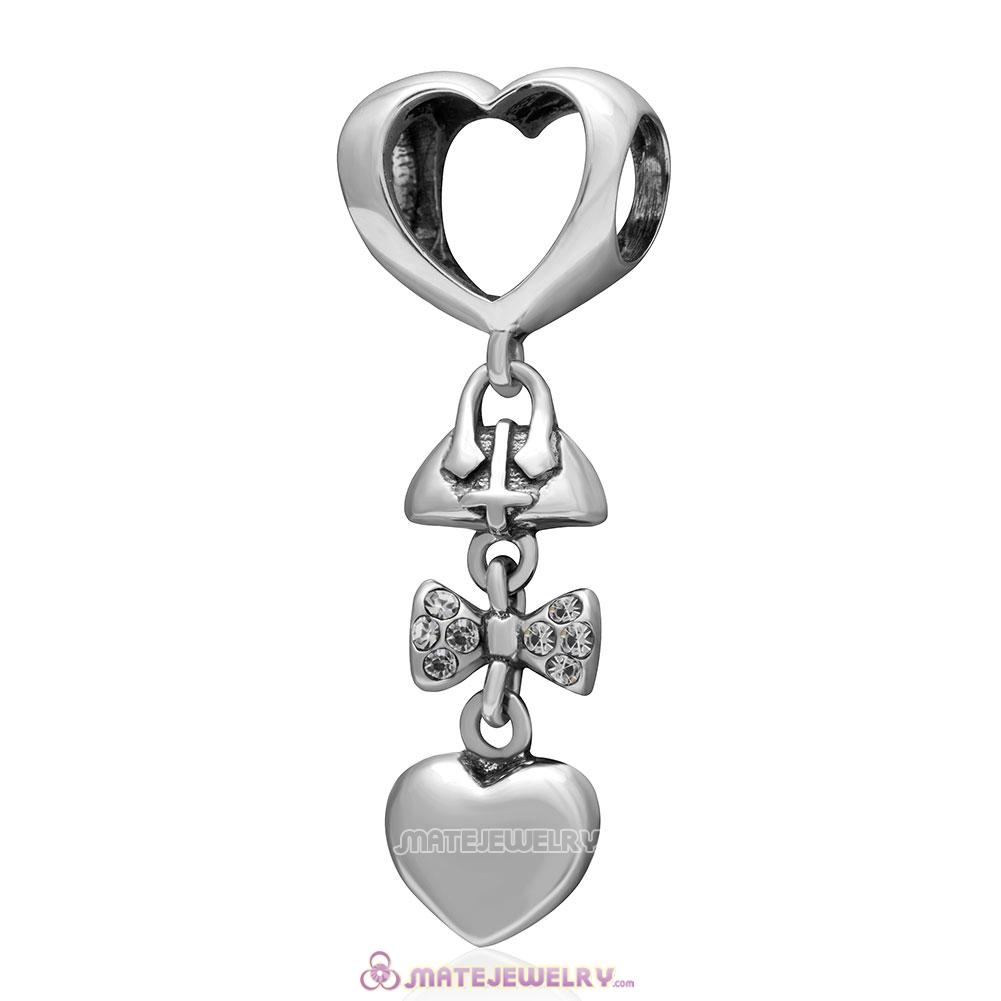  Fashionably Tied 925 Sterling Silver Clear Australian Crystals Charm 