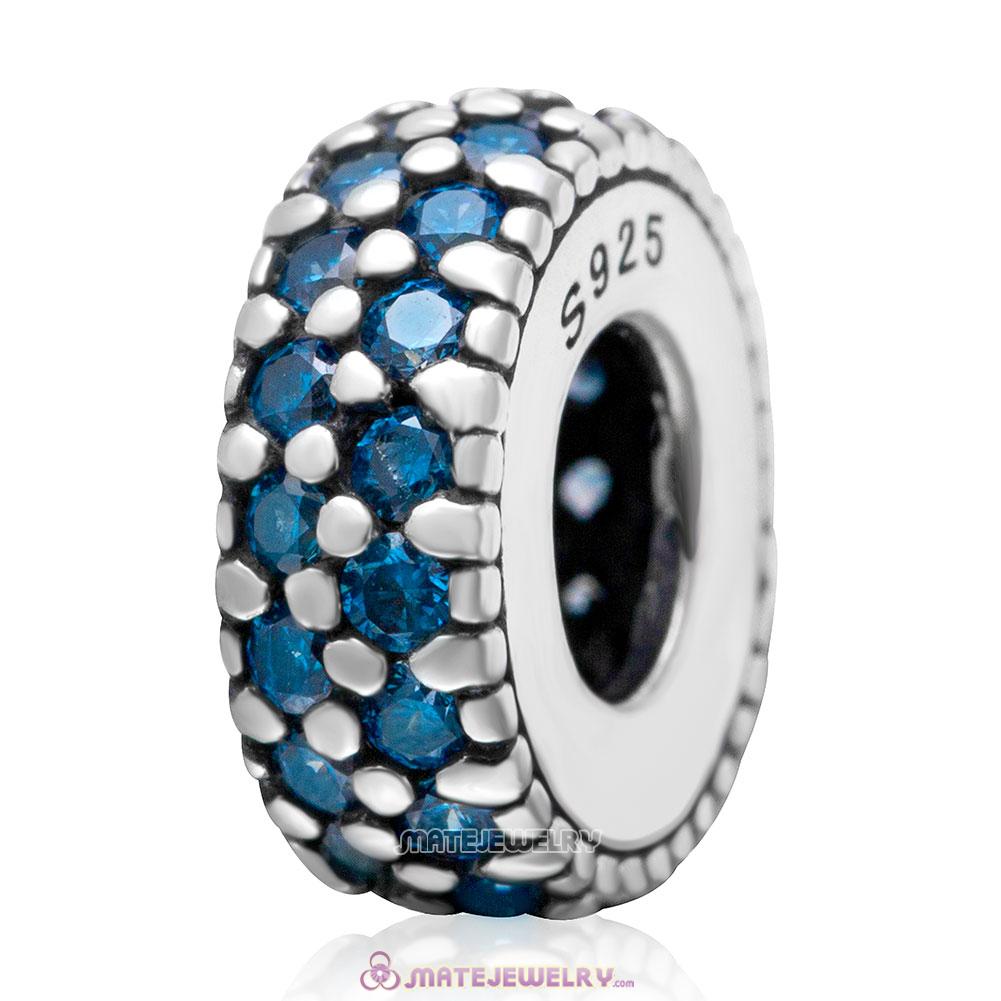Inspiration Within with Aquamarine CZ Spacer Bead 925 Sterling Silver 