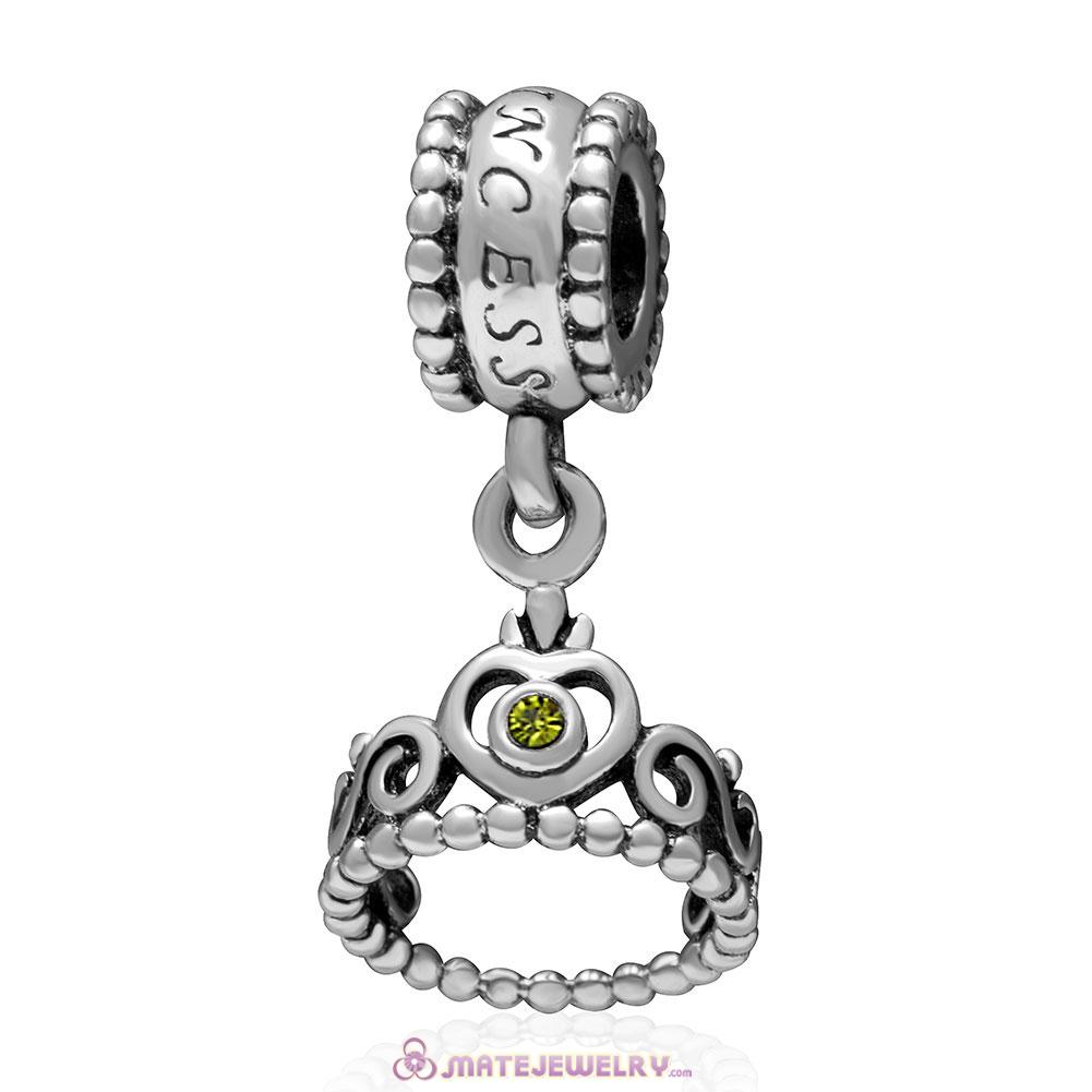 European Sterling My Princess Dangle With Olivine Austrian Crystal