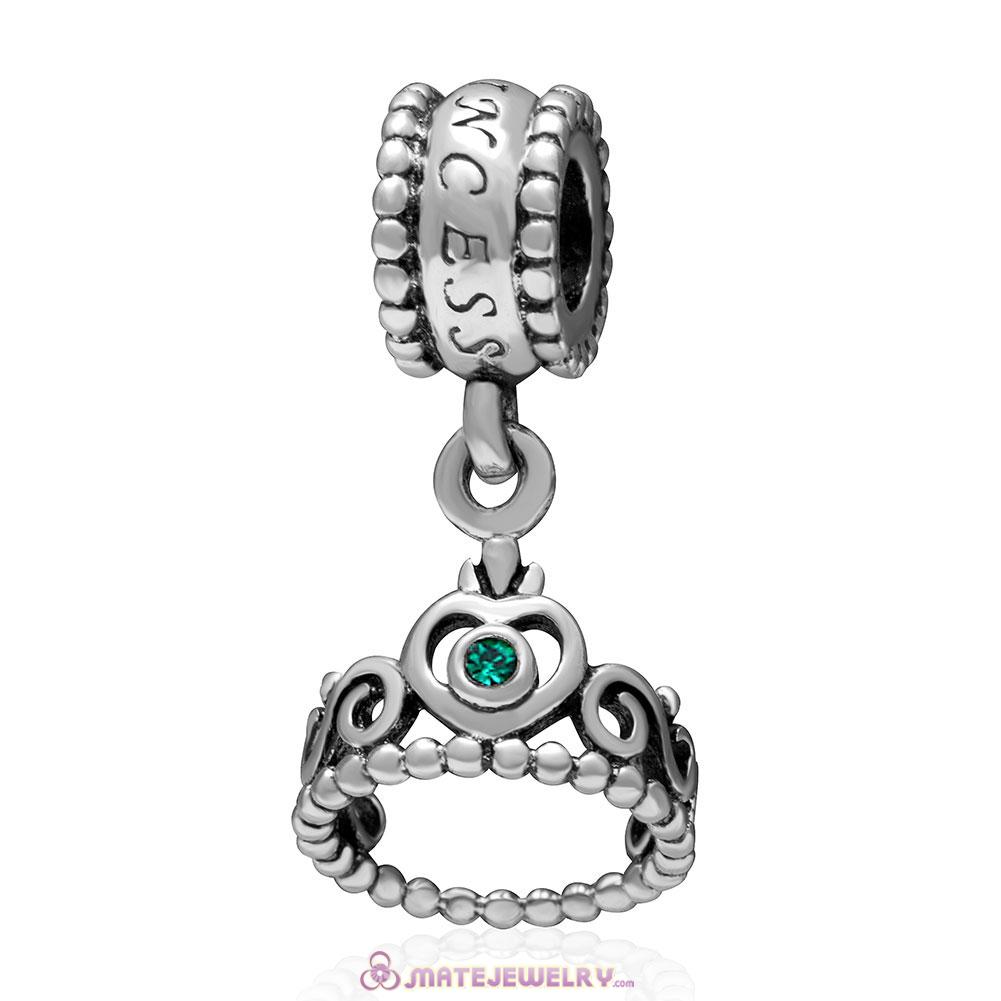 European Sterling My Princess Dangle With Emerald Austrian Crystal