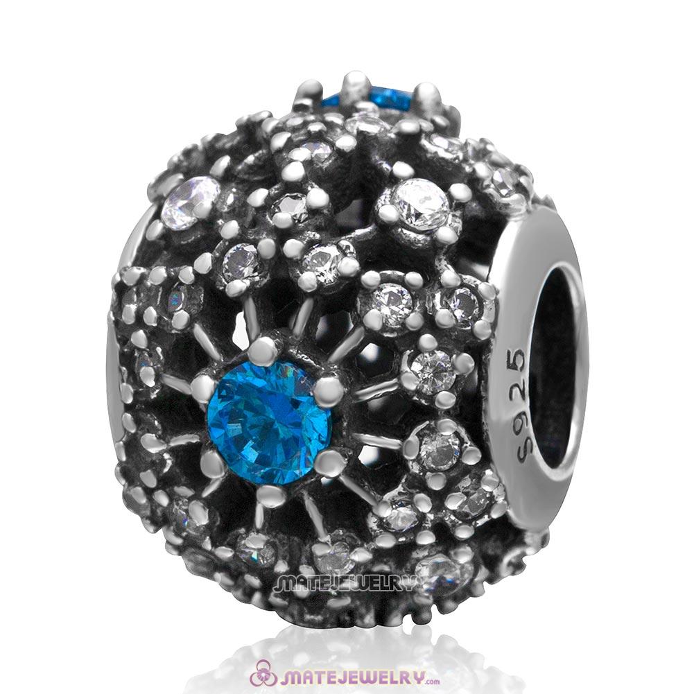 Radiance with Blue Cz Charm 925 Sterling Silver Bead