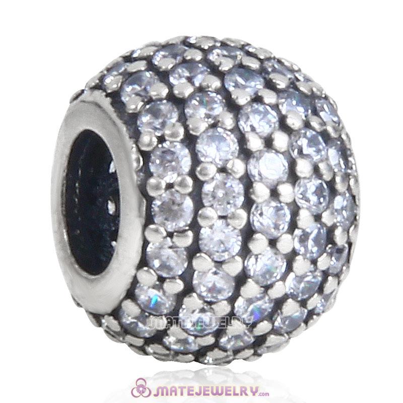 Clear Pave Lights with Clear CZ Charm 925 Sterling Silver Bead 