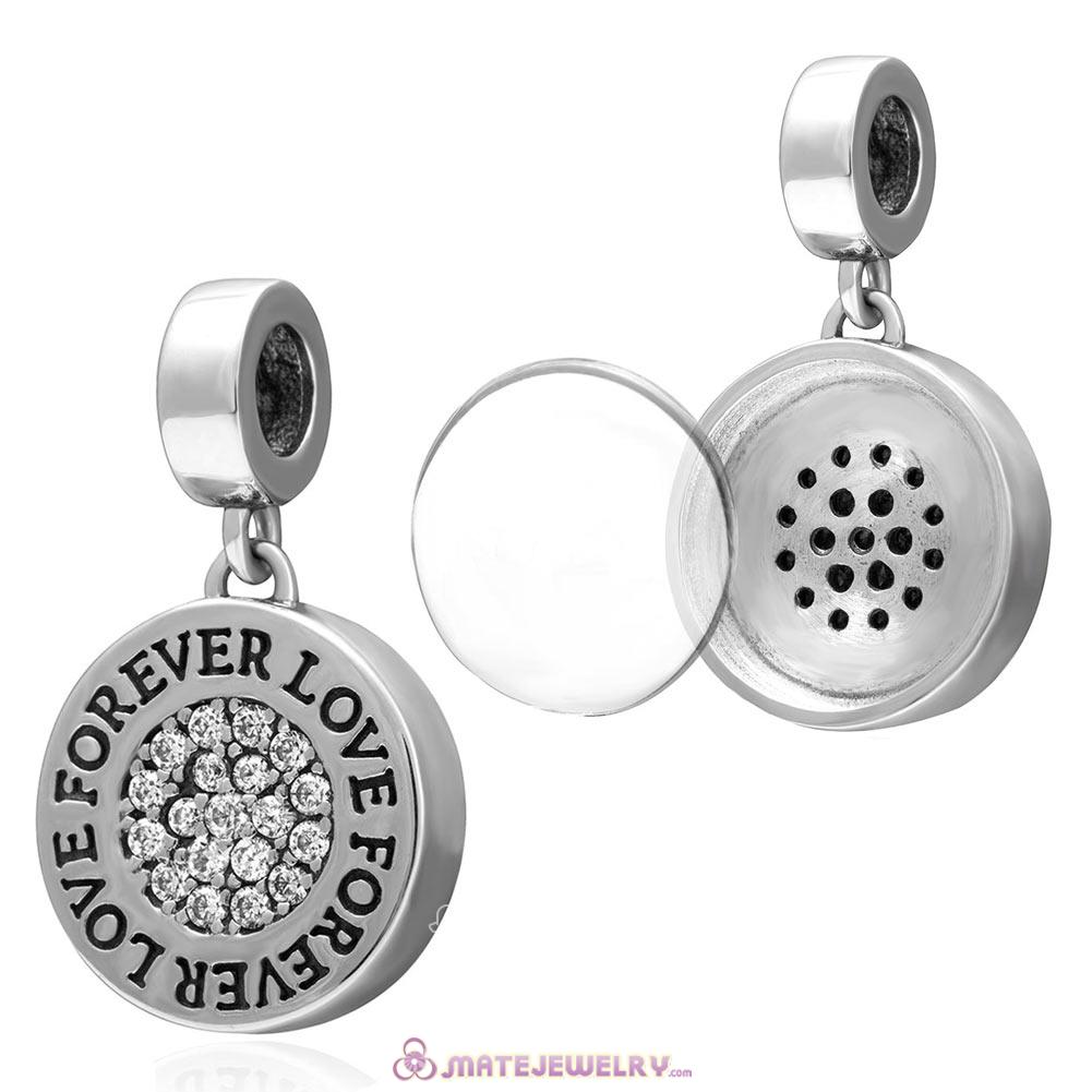Sterling Silver Love Forever Personalized Photo Charm with Clear CZ