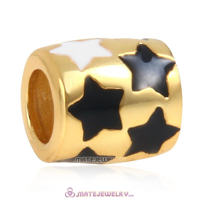 Gold Plated Silver Star Beads with Enamel