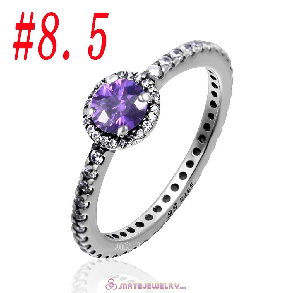 Vintage Elegance Ring Sterling Silver with Purple CZ