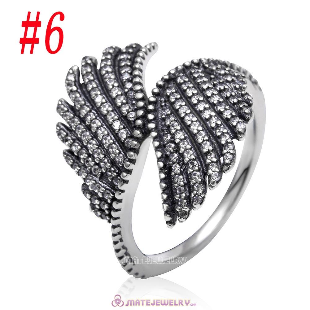 Majestic Feathers Ring Sterling Silver with Clear CZ