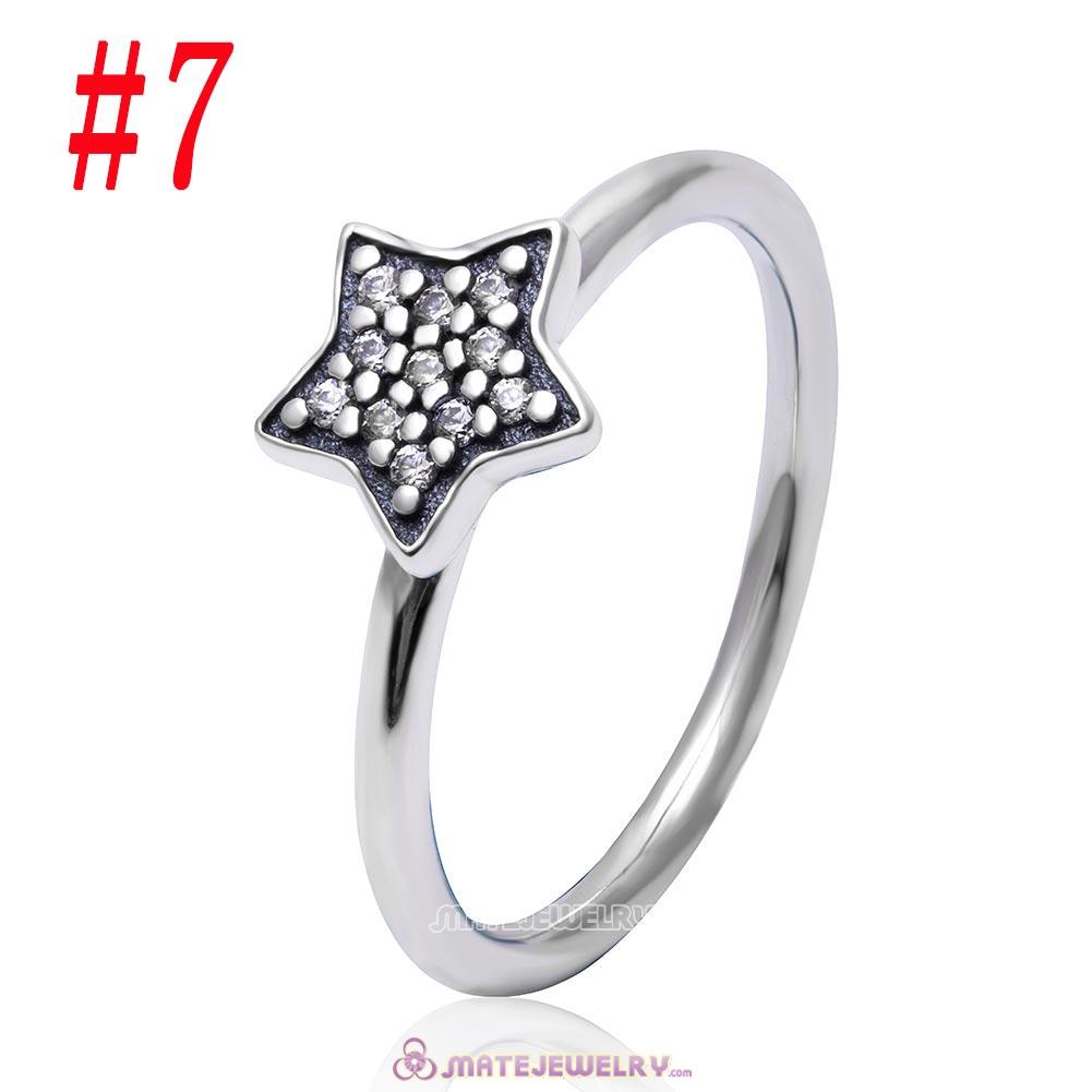 Star Brilliant Ring Sterling Silver with Clear CZ