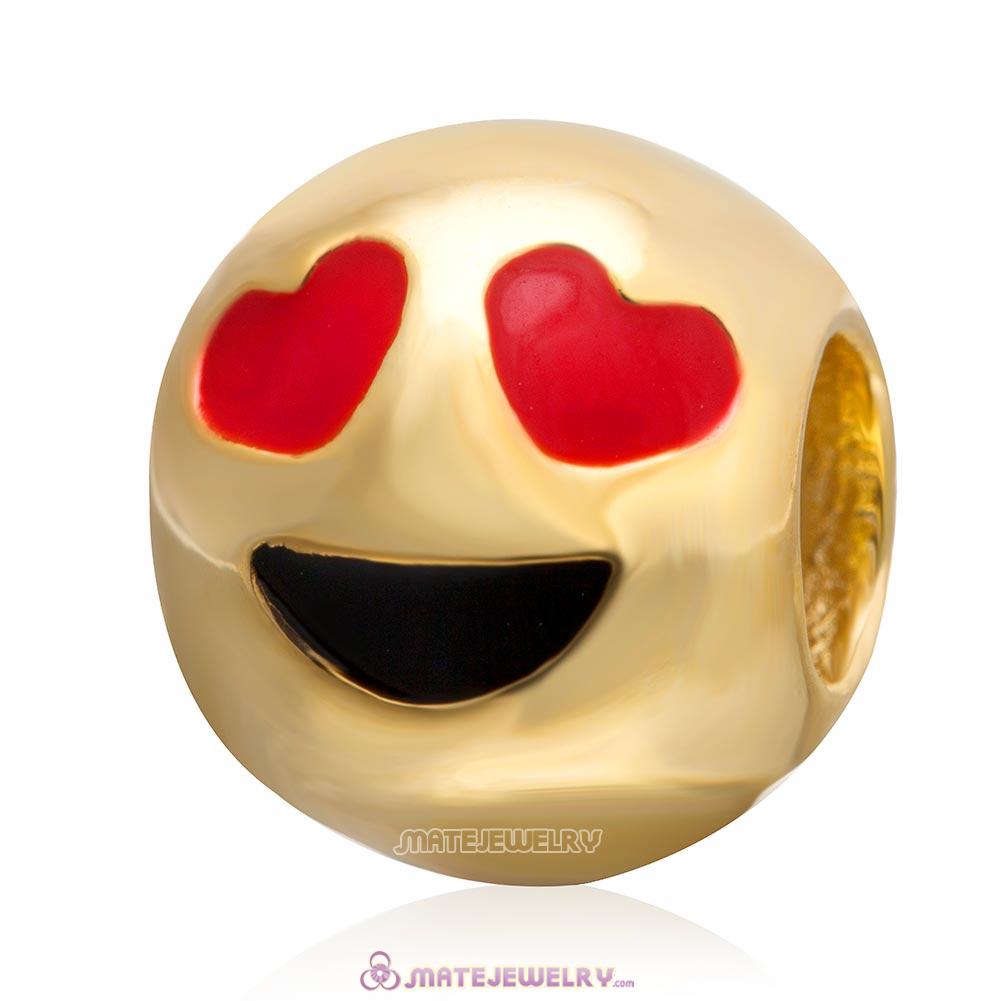 Gold Plated Emoji Anthomaniac Sterling Silver European Style Face Beads