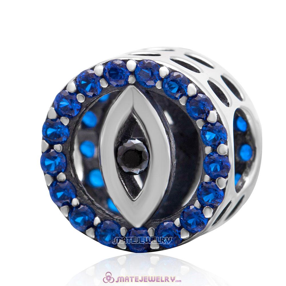 Blue Evil Eye Charm Bead with Blue CZ