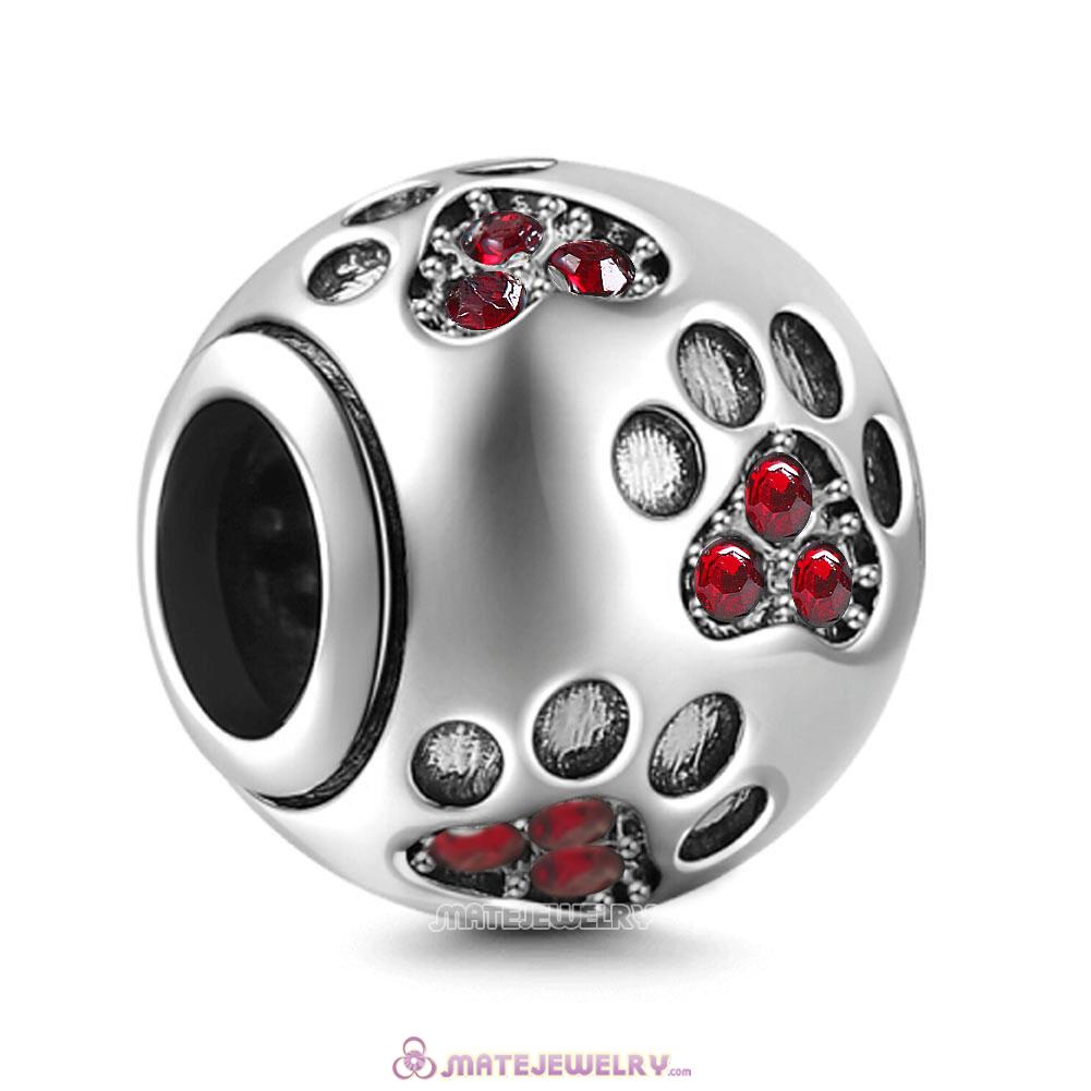 Siam Crystal Paw Prints Charms Beads