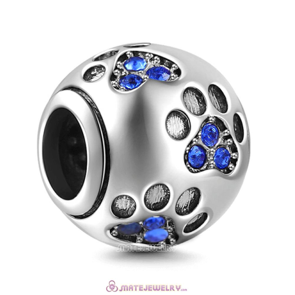 Sapphire Crystal Paw Prints Charms Beads