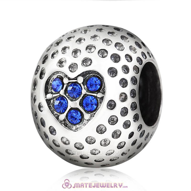 Sapphire Crystal Golf Ball Charm Beads