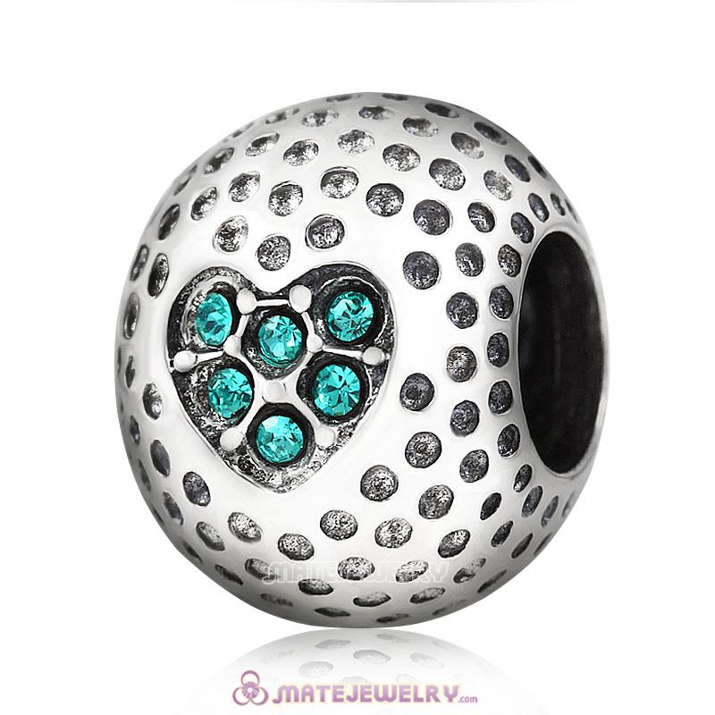 Blue Zircon Crystal Golf Ball Charm Beads