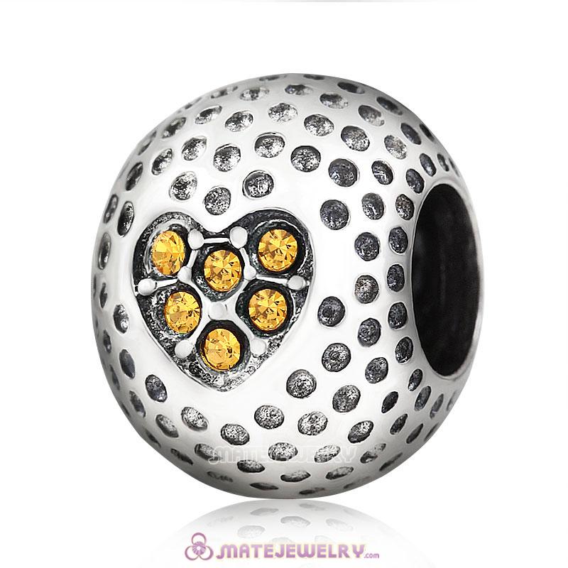 Topaz Crystal Golf Ball Charm Beads