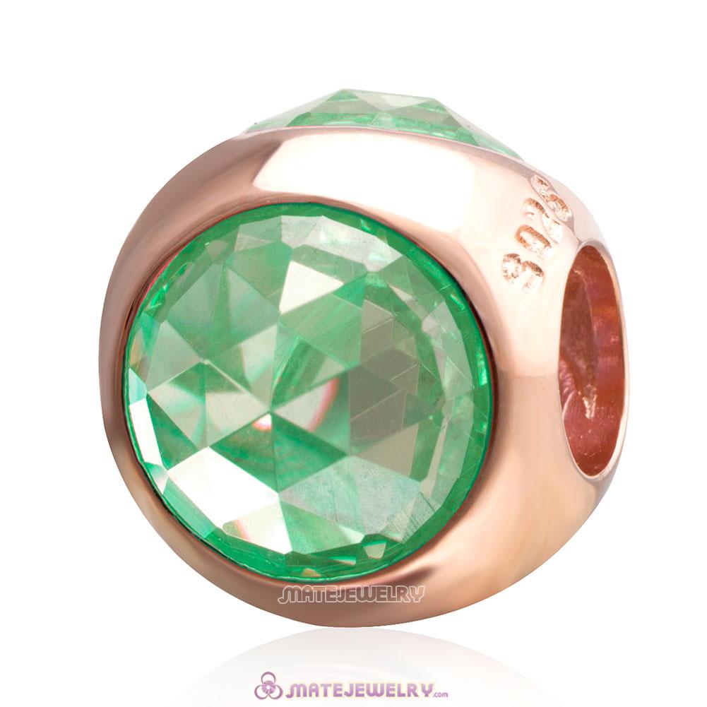 Lt Green Faceted Crystal Rose Gold Bead