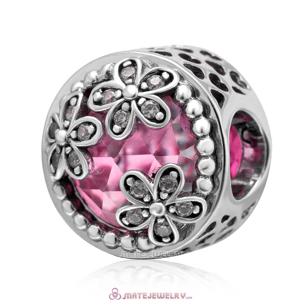 Dazzling Daisy Meadow Pink Faceted Crystal Charm