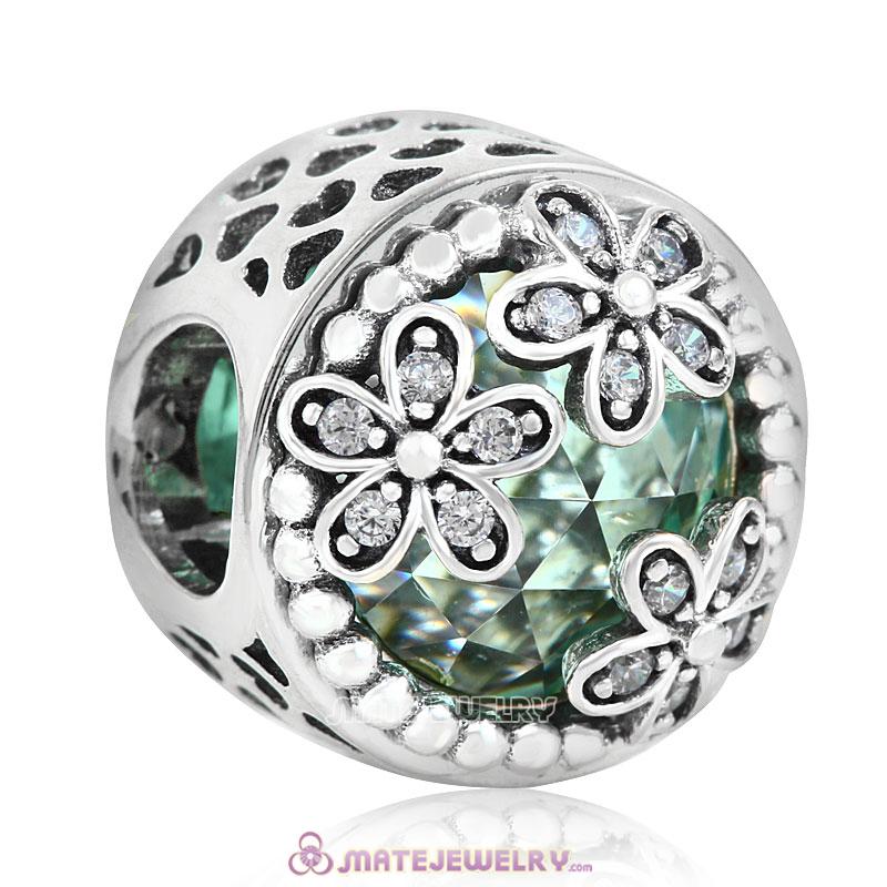 Dazzling Daisy Meadow Lt Green Faceted Crystal Charm